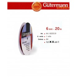 GUTERMANN 602019 / CINTA SATEN GUTERMAN DOBLE CARA POLIESTER 100% 20 METROS ANCHO 6MM 64 COLORES